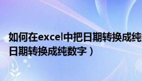 如何在excel中把日期转换成纯数字格式（如何在excel中把日期转换成纯数字）