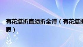 有花堪折直须折全诗（有花堪折直须折莫待无花空折枝的意思）