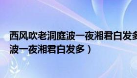 西风吹老洞庭波一夜湘君白发多是什么意思（西风吹老洞庭波一夜湘君白发多）