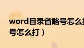 word目录省略号怎么打字（word目录省略号怎么打）