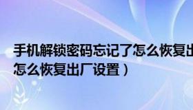 手机解锁密码忘记了怎么恢复出厂设置（手机解锁密码忘了怎么恢复出厂设置）