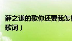 薛之谦的歌你还要我怎样歌词（你还要我怎样歌词）