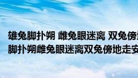 雄兔脚扑朔 雌兔眼迷离 双兔傍地走 安能辨我是雄雌?（雄兔脚扑朔雌兔眼迷离双兔傍地走安能辨我是雄雌）