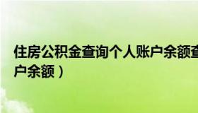 住房公积金查询个人账户余额查询（住房公积金查询个人账户余额）