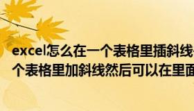 excel怎么在一个表格里插斜线并添加数字（excel怎么在一个表格里加斜线然后可以在里面编辑两类信息）