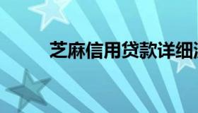 芝麻信用贷款详细流程 芝麻 贷款