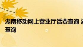 湖南移动网上营业厅话费查询 湖南移动网上营业厅通话详单查询