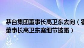 茅台集团董事长高卫东去向（霍小姐谈古论今：茅台集团原董事长高卫东案细节披露）