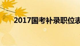 2017国考补录职位表（国考岗位补录