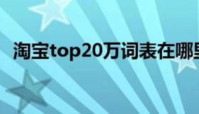 淘宝top20万词表在哪里（淘宝20万词表）