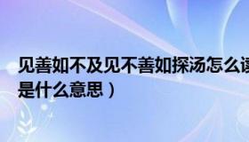 见善如不及见不善如探汤怎么读（见善如不及见不善如探汤是什么意思）