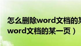 怎么删除word文档的某一页内容（怎么删除word文档的某一页）