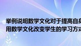 举例说明数学文化对于提高自身数学素养的重要性（如何利用数学文化改变学生的学习方式）