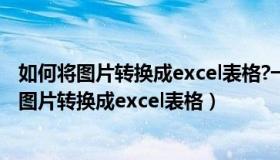 如何将图片转换成excel表格?一个小技巧轻松解决（如何将图片转换成excel表格）