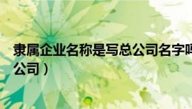 隶属企业名称是写总公司名字吗（隶属企业是总公司还是分公司）