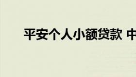 平安个人小额贷款 中国平安小额贷款