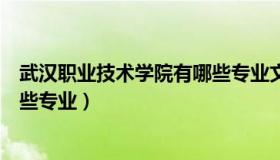 武汉职业技术学院有哪些专业文科（武汉职业技术学院有哪些专业）