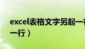 excel表格文字另起一行（excel表文字另起一行）