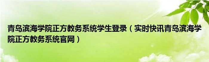 青岛滨海学院正方教务系统入口 青岛滨海学院正方教务网登录入口