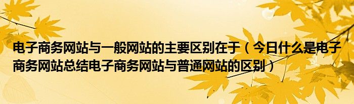 电子商务网站与一般网站的主要区别在于（今日什么是电子商务网站总结电子商务网站与普通网站的区别）