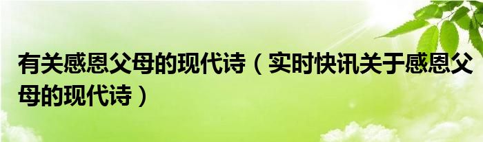 感恩父母的现代文 感恩父母的现代小诗