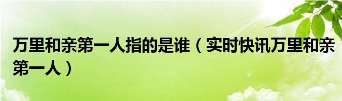 万里和亲第一人指的是谁（实时快讯万里和亲第一人）